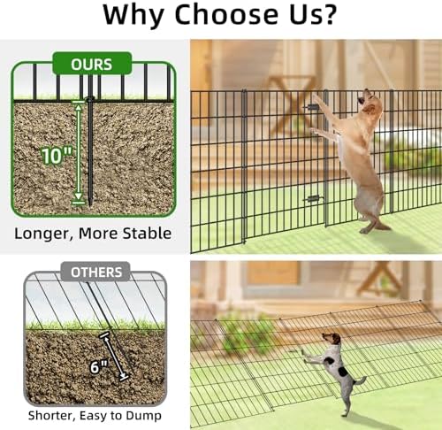 Metal Garden Fence with Gate 40 in x 11.7 ft, Dog Fence Outdoor for Yard - Image 4