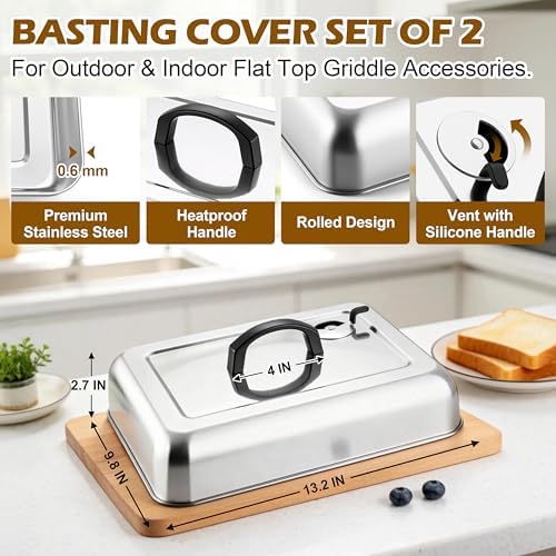 Leonyo Basting Cover Set of 2, 13x9 In Rectangular Cheese Melting Dome Lid - Image 2