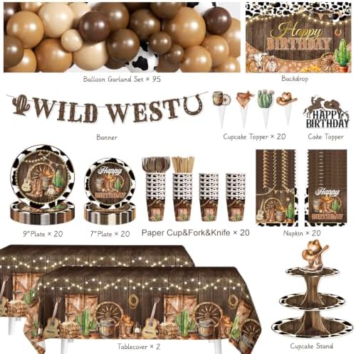Cowboy Birthday Party Decorations, Western Theme Party Set Serves 20 - Image 2