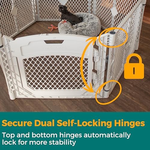 MyPet North States Petyard Plus: 5.5 Ft. Wide Folding Dog Playpen Indoor or Outdoor. 6-Panel Freestanding Play Pen Dog Gate Made in USA. 26" Tall, Light Gray - Image 4