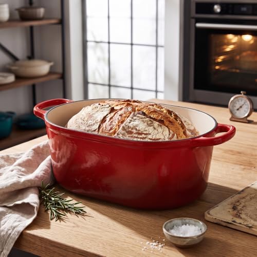 EDGING CASTING Enameled Cast Iron Oval Dutch Oven, 6QT, Red - Image 6