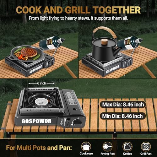 Propane or Butane Stove, Dual Fuel Propane Stove for Camping, 10,000 BTU Automatic Ignition Portable Gas Stove with Carrying Case & Windblocker & Griddle for Hiking(Fuel Not Included) - Image 2