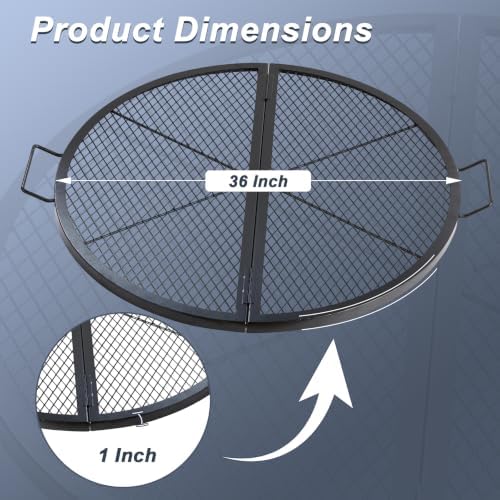 36 Inch Round Folding Fire Pit Grill Grate for Outdoor Campfire, Gathering - Image 2