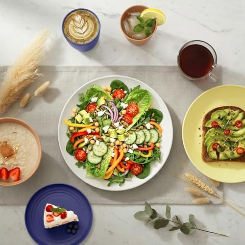 Wheat Straw Dinnerware Sets 40 PCS - Dishes Set for 8 Unbreakable Plates and Bowls Sets with Cups Dishwasher & Microwave Safe Lightweight Dinnerware for Kitchen Camping RV - Mondrian Colors - Image 4