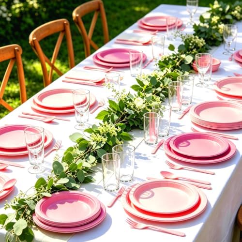 75 Pack Light Pink Heavy Duty Plastic Silverware Set, Disposable Knives, Forks & Spoons, 25 Sets for Birthday, Baby Shower, Camping, Picnic & Party - Image 6