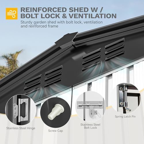 DWVO 7x5 ft Outdoor Storage Shed, Metal Waterproof w/Lockable Door - White - Image 4