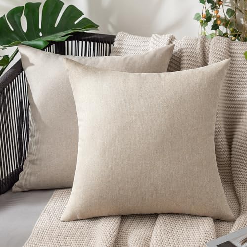 MIULEE Decorative Outdoor Pillow Covers Waterproof 16x16 Beige by MIULEE