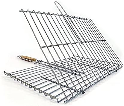 Hakan Grill Basket 11.8 x 15.8-inch for Outdoor Grill, Barbecue Basket for Fish, Steak, Chicken, Vegetables, Shish Kabob and Shrimp, Large Lockable Basket with Wooden Handle, Stainless Steel, BBQ - Image 5