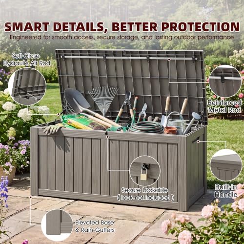 KAMABOKO Outdoor Storage Box, 160 Gallon Deck Box Outdoor Waterproof - Image 4