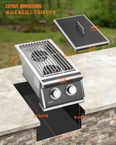 Hygrill Double Side Burners, Natural Gas Built-in Burners for Outdoor Grill - Image 2
