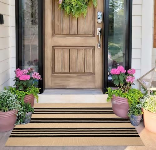 BUAGETUP Front Outdoor Door Mat 2'x3',Fall Porch Rug Striped Outdoor Rug by BUAGETUP
