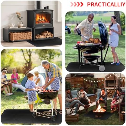 60 x 40 inch Firepit Mat for Outdoor Grill, Fireproof Mats for Under Reusable Oil-Proof Waterproof Grill Mats Repalce BBQ Pad for Deck Patio Grass Fire Pit Accessories for Outside - Image 2