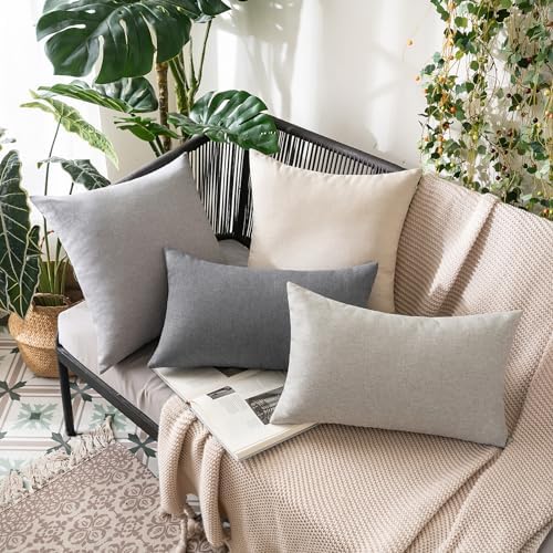 MIULEE Decorative Outdoor Pillow Covers Waterproof 20x20 Light Grey - Image 4