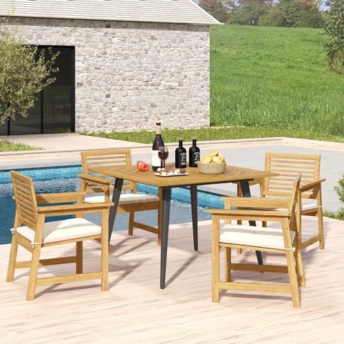 Tangkula 42.5" Acacia Wood Outdoor Dining Table for 4, Square Patio Table - Image 4