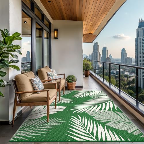 GENIMO Outdoor Rug, Waterproof Plastic Rugs for Patio, 8'x10' Dark Green - Image 4