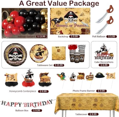 289PCS Pirate Party Decorations Birthday Set Serves 25 - Image 3