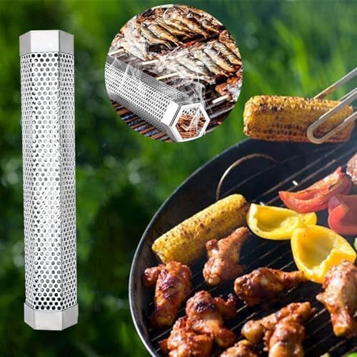 12" Smoke Tube for Pellet Smoker, Basic Version No Accessories Included, 5 Hours Billowing Smoke Hot & Cold Smoking, Stainless Steel Wood Chip Smoking Tube for Gas & Charcoal BBQ Grills - Image 5
