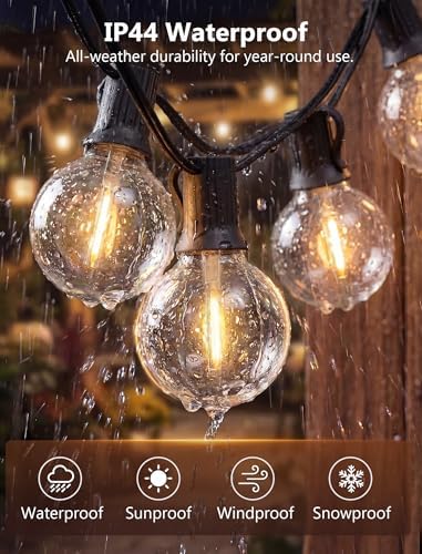100FT G40 LED Outdoor String Lights, Patio Globe Lights with 52 Shatterproof LED Bulbs, Waterproof Dimmable Hanging Lights, Connectable Black Wire Bistro Lights for Backyard Porch Garden Party Café - Image 4