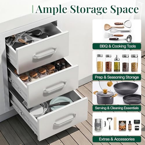 Jocisland 18-Inch Stainless Steel Outdoor Kitchen Drawer Cabinet - Image 5