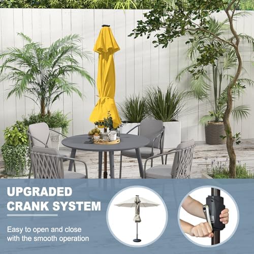EliteShade USA 10-Year-Non-Fading 10ft Market Patio Umbrella, Commercial Grade Table Sun Umbrella with 80 Solar LED Lights, Crank Open, Windproof & UPF 50+ UV Protection for Garden, Deck, Pool, Backyard, No Tilt, Sunflower Yellow - Image 4