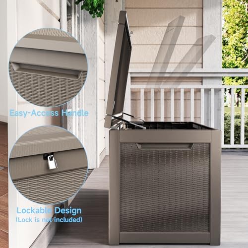 310 Gallon Lockable Outdoor Storage Box – Waterproof Resin Deck Box for Patio Furniture, Garden Tools, Pool Accessories (Gray) - Image 6