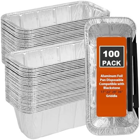 100 Pack Grease Cup Liners Compatible with Blackstone Griddle 5017 - Griddle Accessories, Disposable Grill Grease Tray, Aluminum Foil Drip Pan Grease Catcher Cup Liner for 17, 22, 28, 36 Inch by Whaleme
