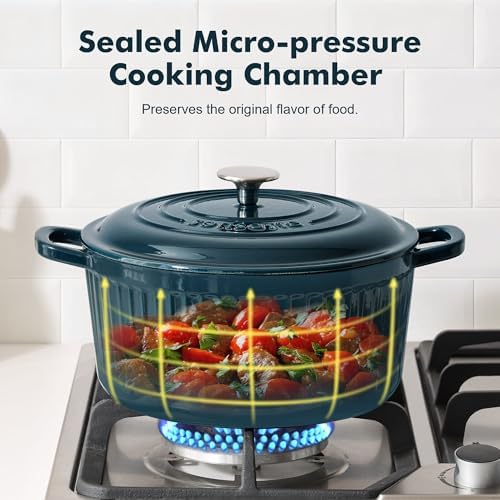 SENSARTE 6.5QT Enameled Cast Iron Dutch Oven Pot with Lid&Cotton Potholders - Image 3