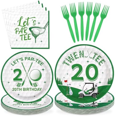 96Pcs Golf 20th Birthday Party Decoration for Men Women, Serve 24 by Greencian