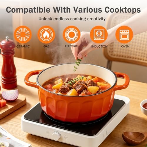 Enameled Cast Iron Dutch Oven Pot with Lid, 6 QT Large Dutch Oven - Image 4