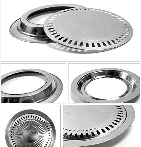 BBQ Plate,korean Style Stovetop,Smokeless Indoor Stainless Steel Non-stick Roasting Round Barbecue Grill Pan For Indoor Outdoor Camping BBQ, Cooking Delicious Roasting Food - Image 3