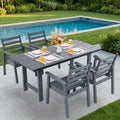 5-Piece Outdoor Dining Set, All-Weather HDPE Patio Furniture, 66.5" Slatted Table with 1.6" Umbrella Hole & 4 Ergonomic Armchairs, Heavy Duty 350lbs Capacity, UV Resistant, Gray by Unknown
