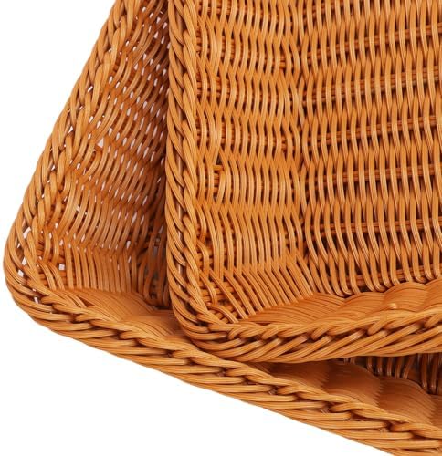 Poly Wicker Baskets 4 Pack 16 inch Brown Large Wicker Baskets Storage – Rustic, Durable & Easy-Cleaning Bread Basket, for Home, Restaurant & Hotel Use - Image 3