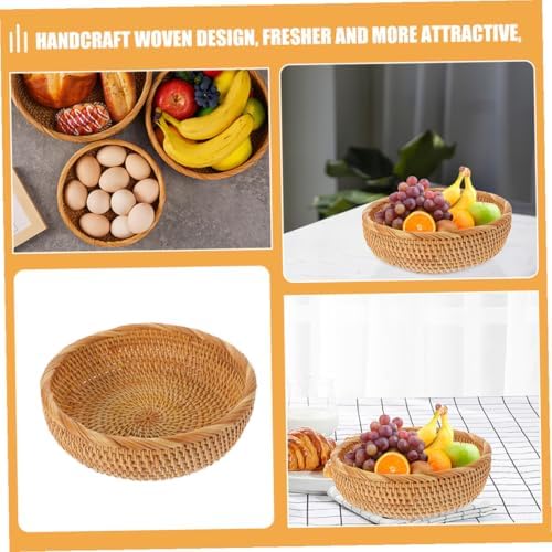 Woven Picnic Basket Large round Sturdy Handwoven Rattan Fruit Storage Basket for Outdoor Dining and Kitchen Organization - Image 5