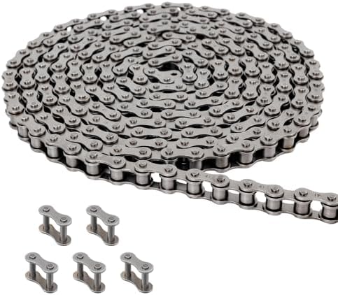 #41 Roller Chain 10 Feet for Gate Openers, Carbon Steel Operator Chain Replacement for Extension Automatic Sliding Gate Opener, Garage Hanger Door, Includes 5 Connecting Links by luxlead