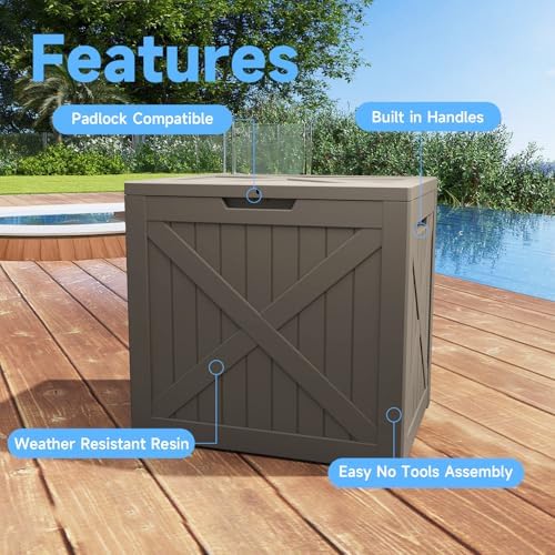 40 Gallon Outdoor Storage Box Waterproof, UV Resistant Resin Deck Box for Patio Furniture, Outside Storage Box for Garden Tools, Patio Cushions, Grey - Image 2