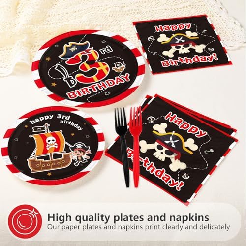 96Pcs Pirate 3rd Birthday Party Decorations for Boys, Serve 24 - Image 4