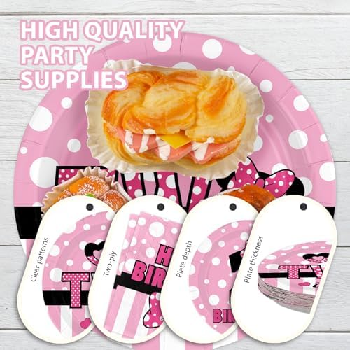 168Pcs Pink Mouse 2nd Birthday Decorations for Girls, Serves 24 - Image 4