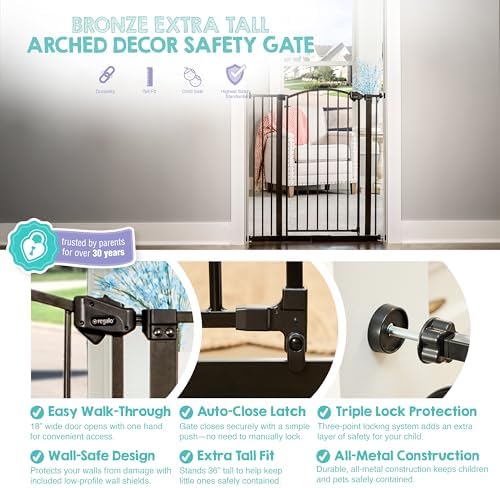 Regalo Safety 36" Extra Tall Arch Baby Gate, Bottom of Stairs & Doorways - Image 3