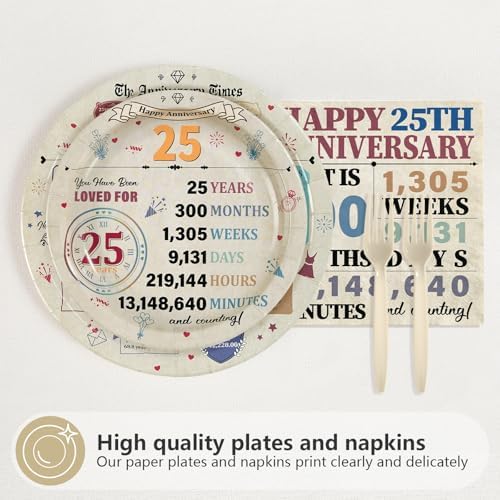 96Pcs Retro 25th Anniversary Party Decorations, Serves 24 - Image 3