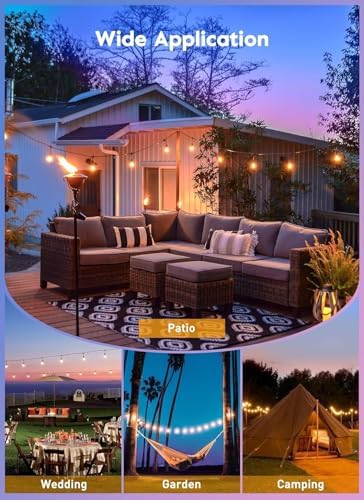 Brightown Outdoor String Lights, 112FT 35 Bulbs Shatterproof Patio Lights with Remote, IP65 Waterproof Dimmable Hanging Connectable LED Outdoor Lights for Backyard, Bistro, Porch, Deck, Balcony - Image 2