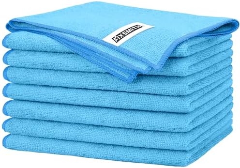 FIXSMITH Blue Microfiber Cleaning Cloth -Pack of 8, Highly Absorbent Cleaning Rags, 16"X12" All Purpose Cleaning Towels for Housekeeping, Kitchen, Car, Lint Free and Reusable Microfiber Towels by FIXSMITH