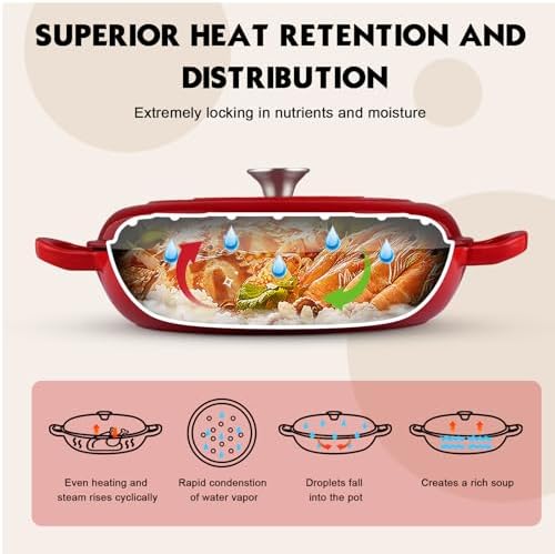 Overmont Enameled Cast Iron Dutch Oven - 3.8 QT Shallow Braiser with Recipe - Image 3