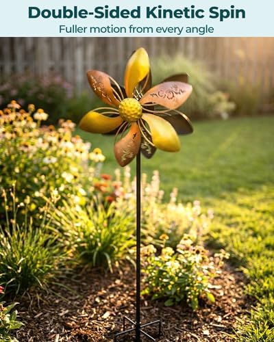 Double-Sided Metal Wind Spinner for Yard, 37" Kinetic Garden Decor - Image 3