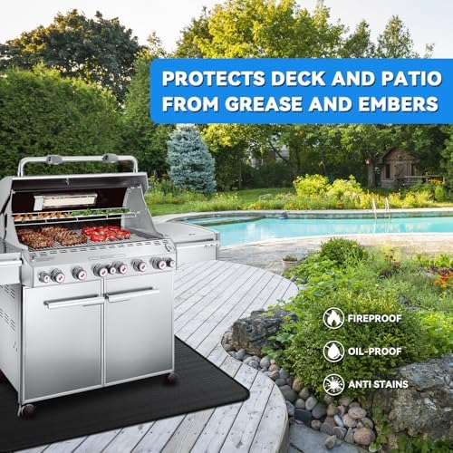 Large 75 x 40 inch Under Grill Mats for Outdoor Grill, Double-Sided Fireproof Deck Patio Protector Mat, Waterproof Oil-Proof BBQ Floor Pad Indoor Fire Pit Fireplace Mat - Image 2