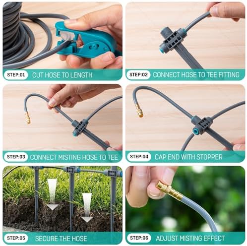 131FT 1/4" Drip Irrigation System with Stakes, 360° Adjustable Watering Kit - Image 3
