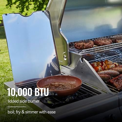 Royal Gourmet 4-Burner BBQ Cabinet Style Gas Grill with Side Burner, Silver - Image 6