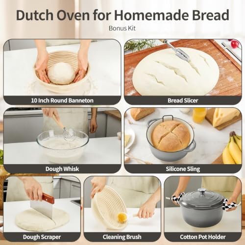 Enameled Cast Iron Dutch Oven pot 6.5 QT with Lid for Bread Baking - Image 4