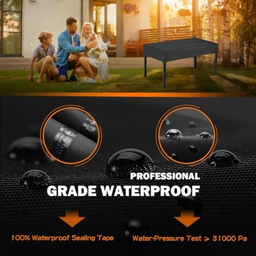 TOHONFOO Waterproof Rectangular Patio Table Cover, 90" x 40" x 6", Black - Image 3