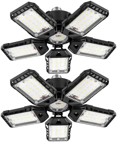 Aoretic LED Garage Lights 2 Pack-160W, 16000LM 6500K with 5+1 Deformable Panels, Indoor LED Shop Light Barn Light Garage Ceiling Lights, E26/E27 for Garages, Warehouse, Shop, Basement by Aoretic