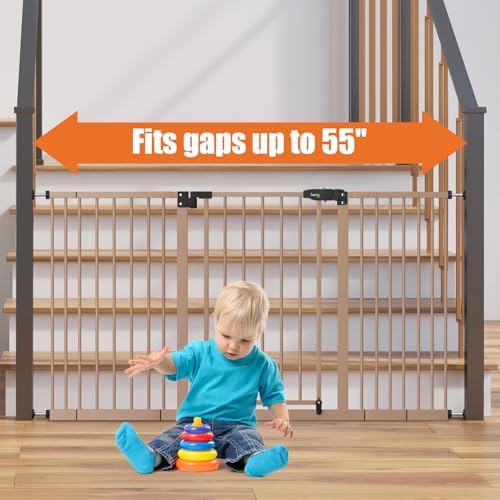 keny 29"-55" Extra Wide Baby Gate, Pressure Mounted No Drilling Dog Gate - Image 2